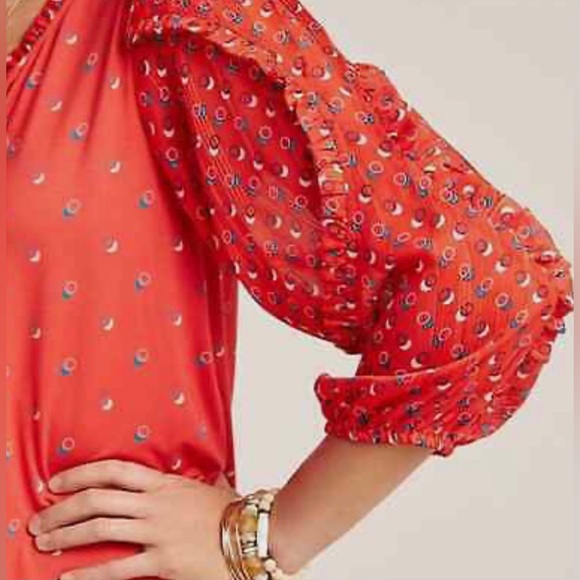 Anthropologie Maeve Jacquin Polka Dot Blouse Size: Small - Picture 2 of 4